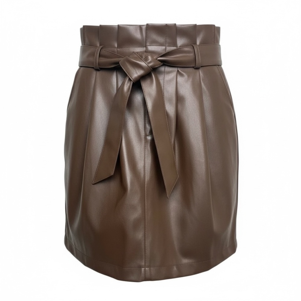 Kendall‎ + Kylie faux leather brown mini skirt Y2K moto 90s retro size S